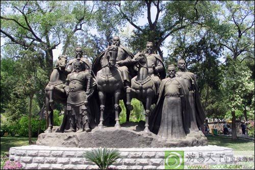 晋祠公园六个塑像是谁图片